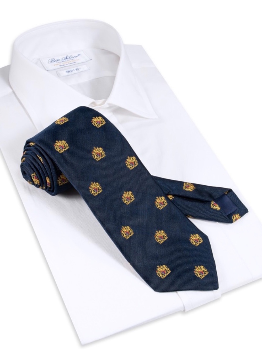 Ben Silver Collection J150B- British Royal Arms Navy Crest 100% Silk Tie